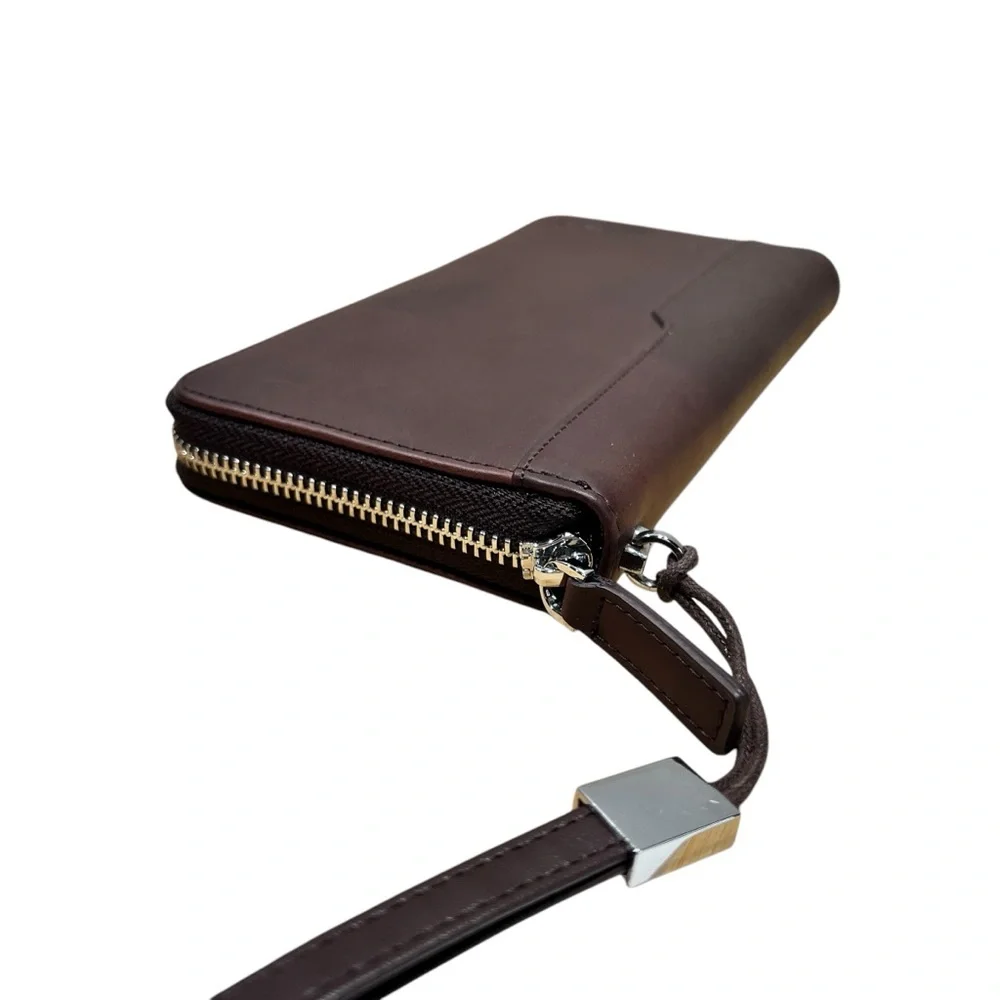 Bison Denim Genuine Leather RFID Blocking Men’s Long Zipper Wallet
